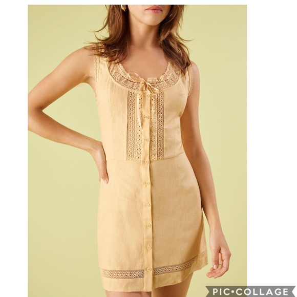 Reformation Dresses & Skirts - Reformation Helene Linen Dress In Parmesan Sz 12